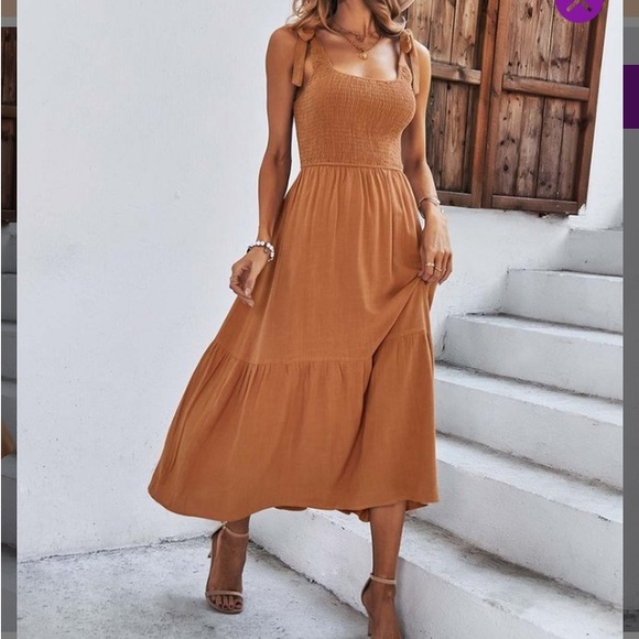 New With Tags Smocked MIDI Dress - Picture 2 of 5